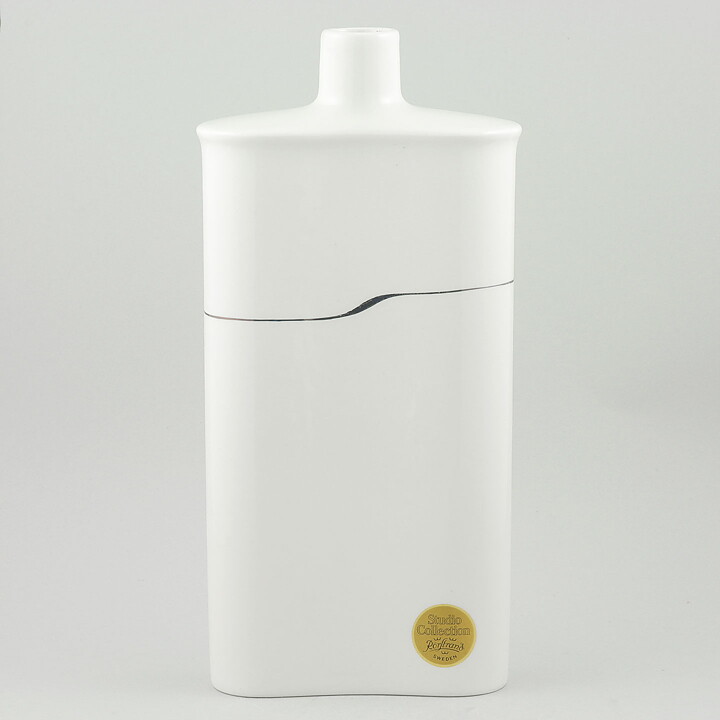 Inger Persson (1980s) White Bottle Vase with Blue Linear Decor 28 cm