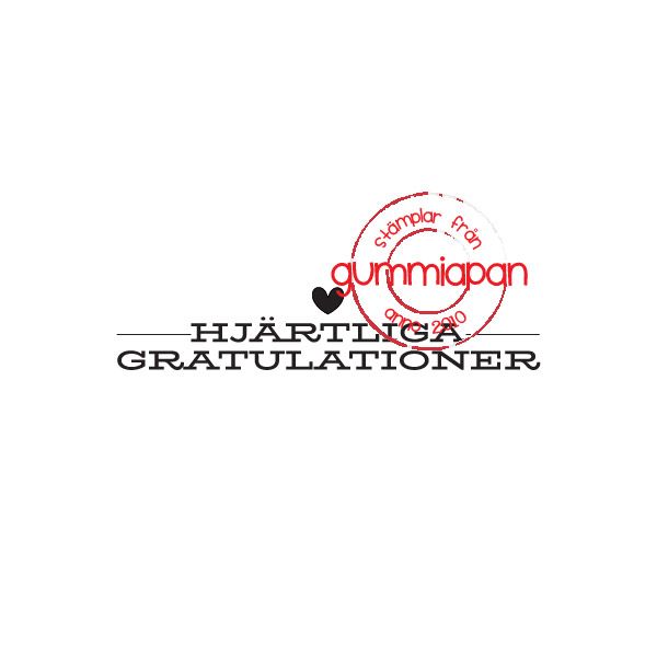 Gummiapan stämpel - Hjärtliga gratulationer