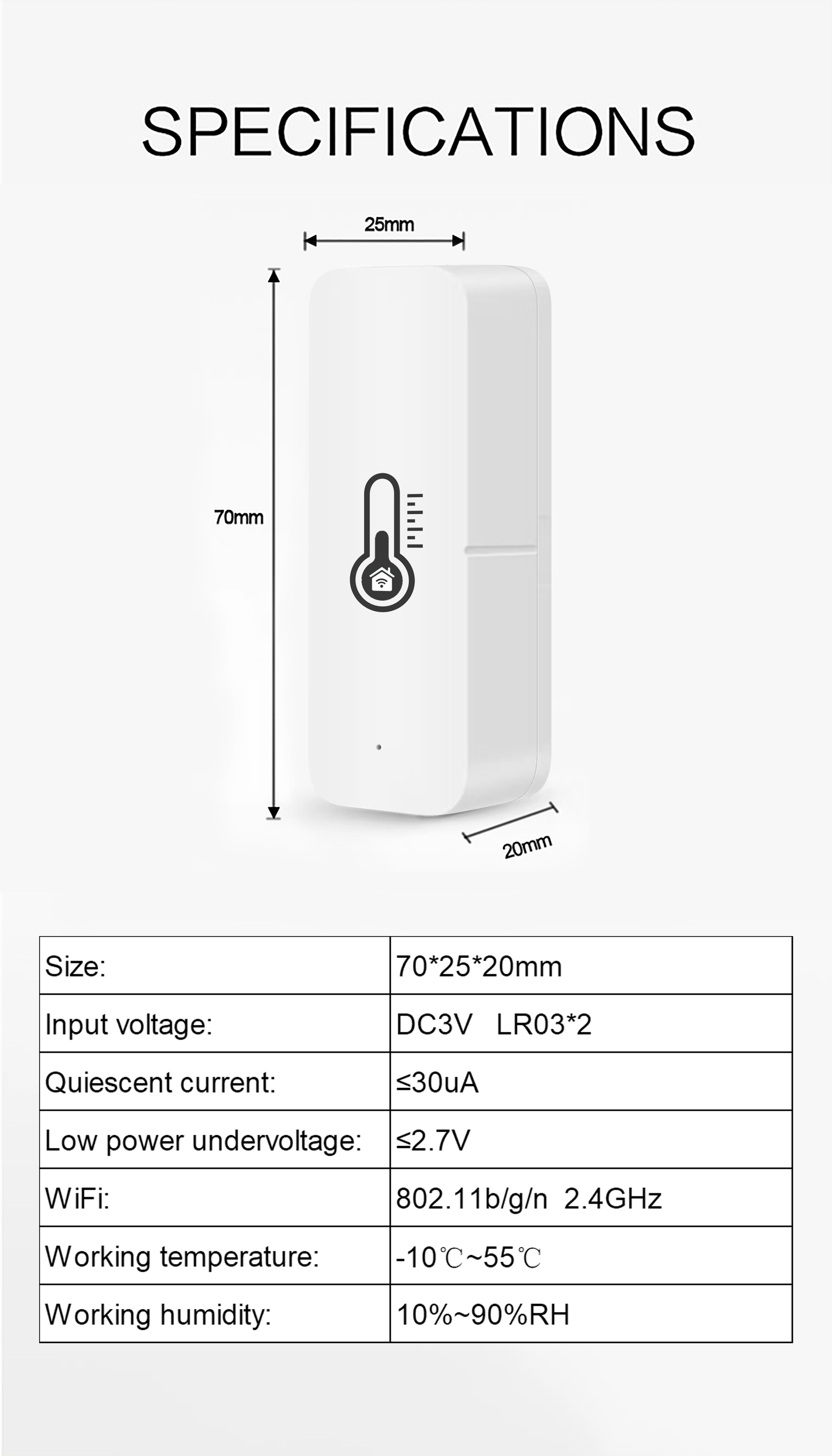 WiFi mini Termometer med APP, inomhus - 10