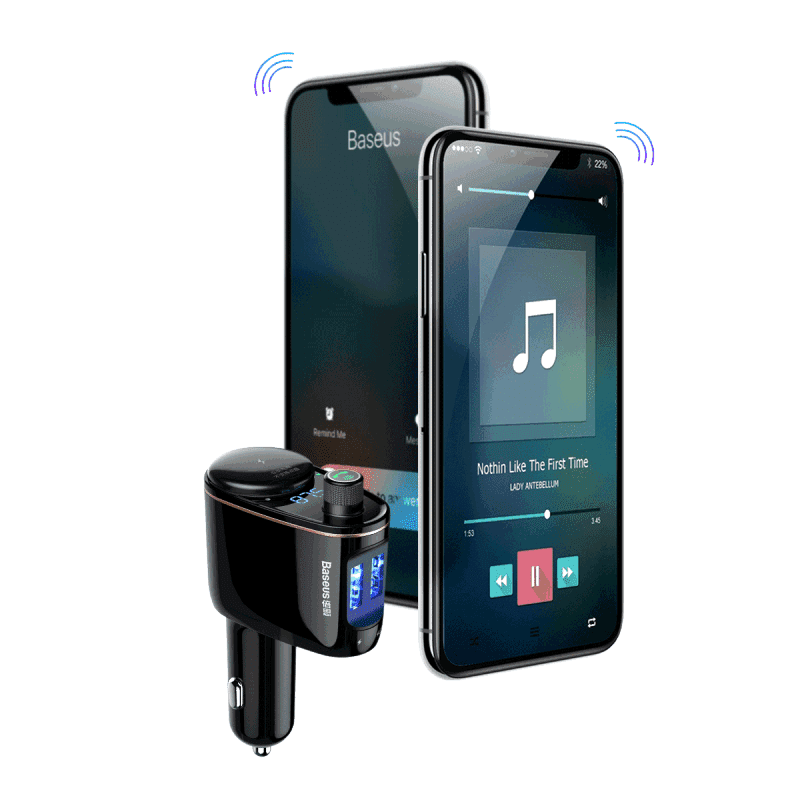 Baseus Locomotive FM-sändare med Bluetooth-handsfree & Laddare - Svart - 4