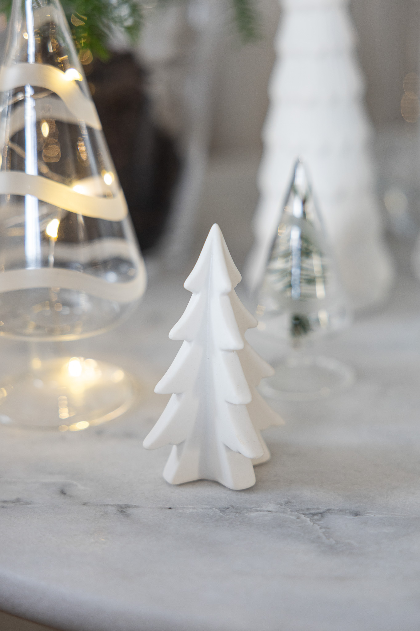 Granby - Gran - Julgran - Keramik - Vit - 10x6 cm - 11