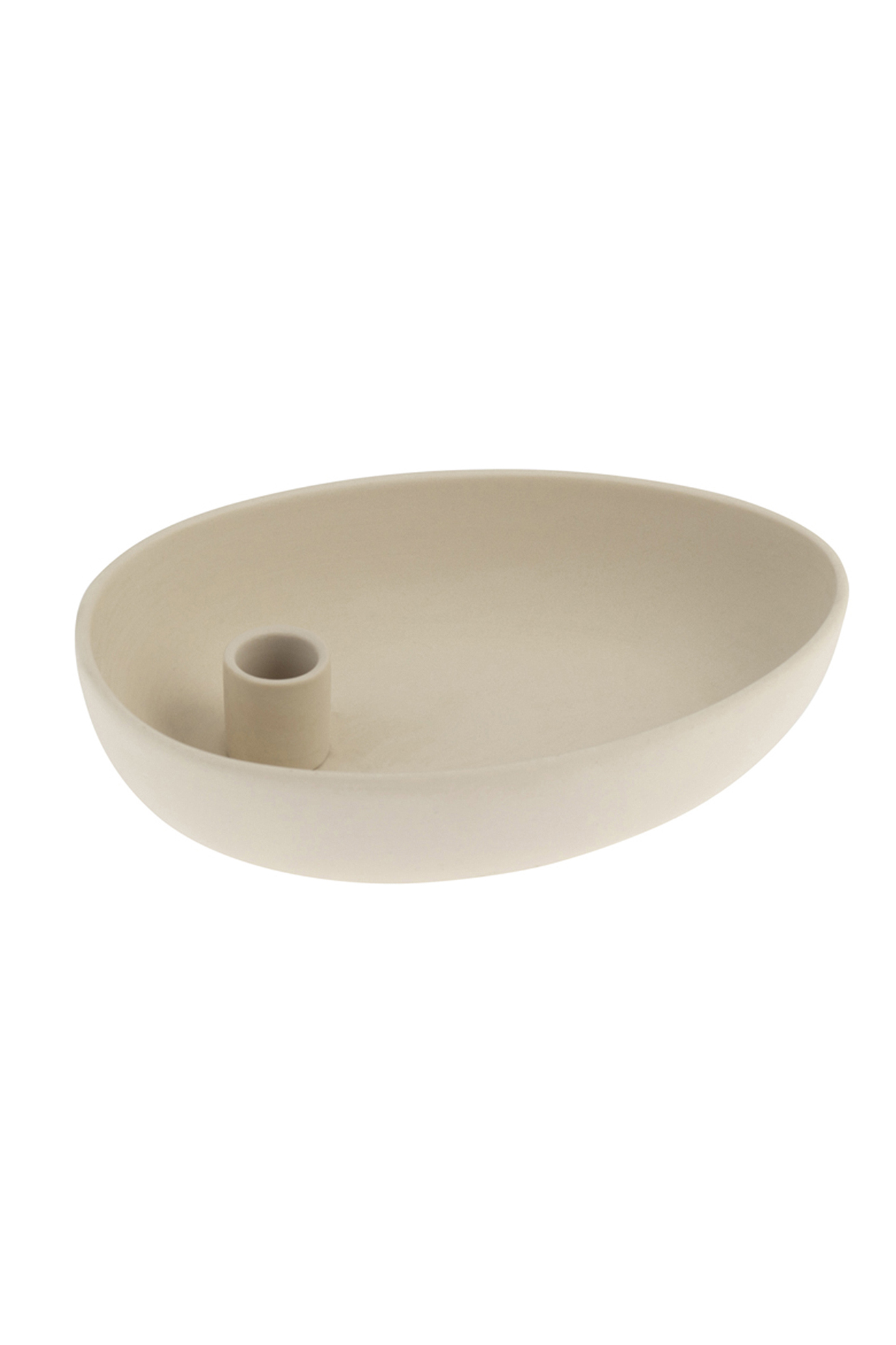 Lidatorp Beige oval candle holder - 21x14x4 cm - 12