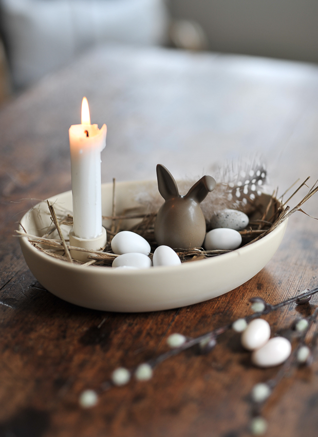 Lidatorp Beige oval candle holder - 21x14x4 cm - 3