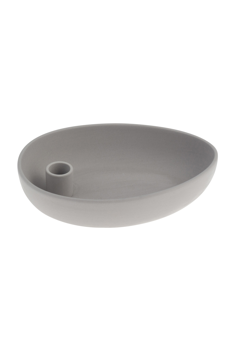 Lidatorp Light grey oval candle holder - 21x14x4 cm - 8