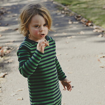 Kids raglan sweater - Blue/Green stripes