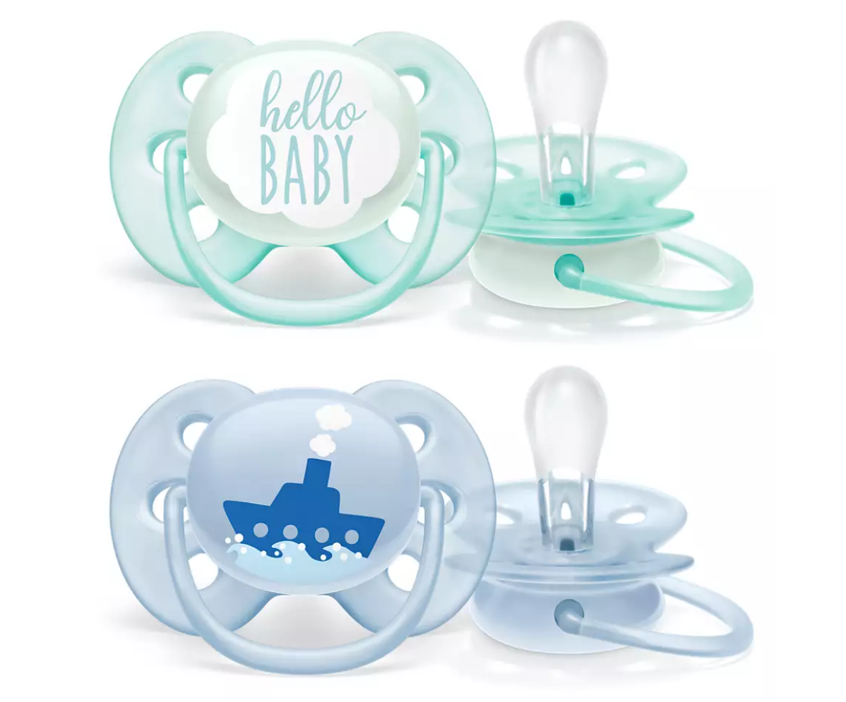 Soother Ultra Soft 0-6m 2 pack Grön/Blå - Philips Avent