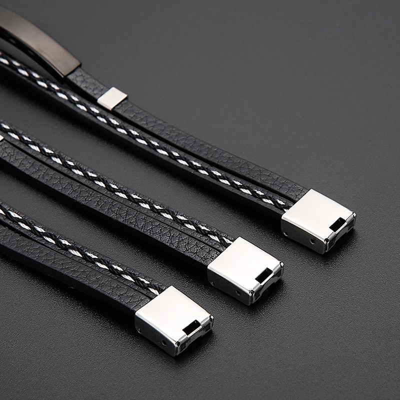 Läderarmband "Sew line" -Black - 4