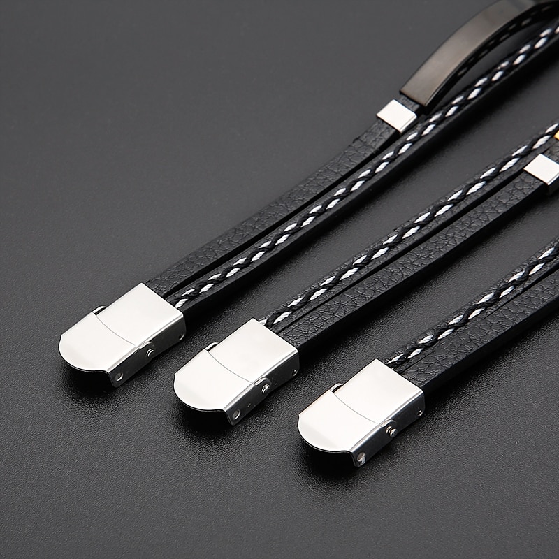 Läderarmband "Sew line" -Black - 5