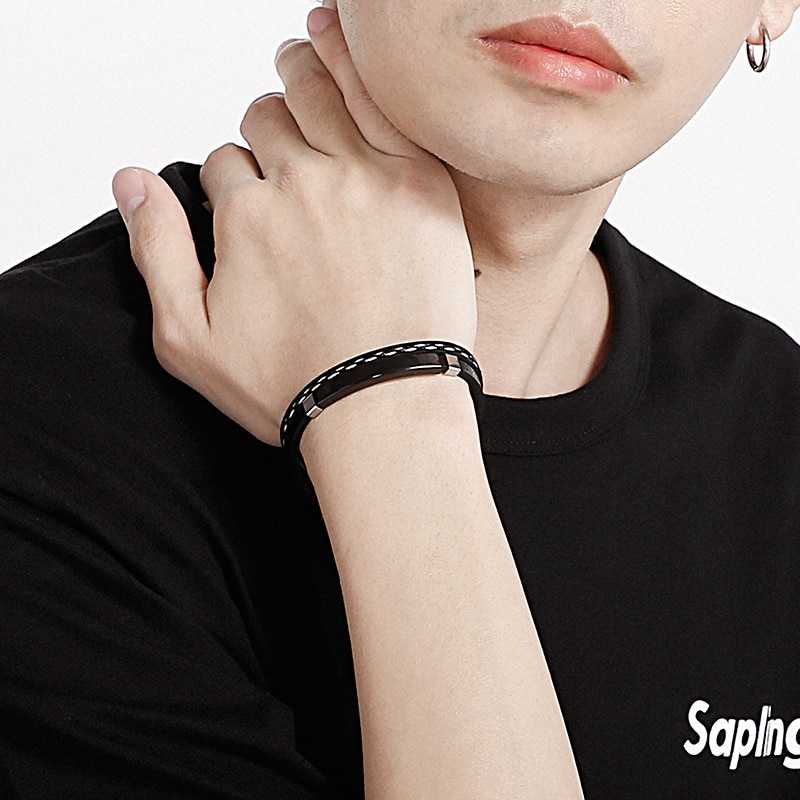 Läderarmband "Sew line" -Black - 6