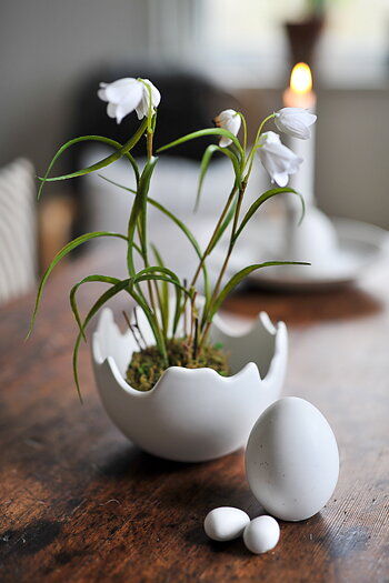Happy Easter - Skål - Kruka Äggskal - Vit - Stor