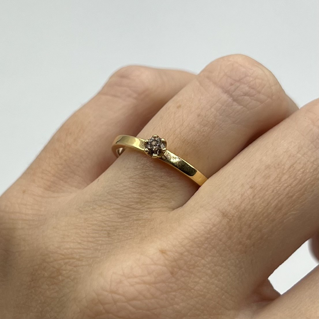 Ring Elly handgjord champagnediamant guld 18 karat   - 3
