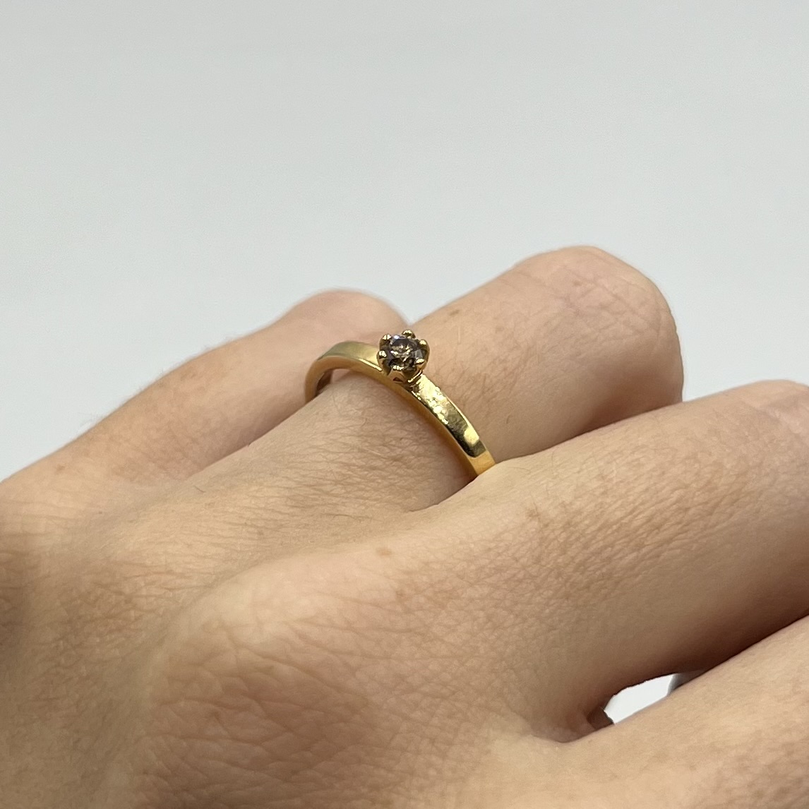 Ring Elly handgjord champagnediamant guld 18 karat   - 4
