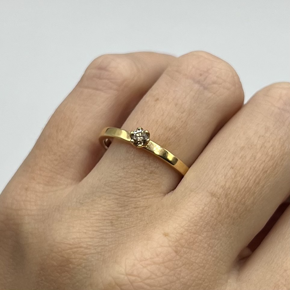 Ring Elly handgjord champagnediamant guld 18 karat  