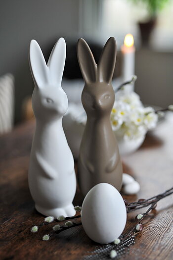 Swedish Rabbit - Påskhare - Kanin - Hare - Keramik - Vit - Stor