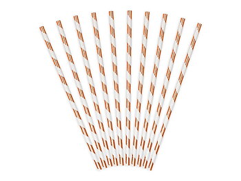 Sugrör | 10-pack | Vita med rosé ränder - 1