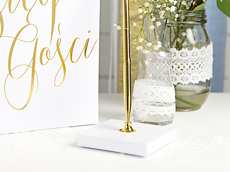 Gästbokspenna med ställ | Guld - 1