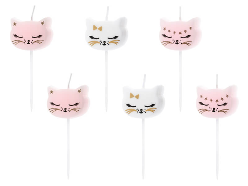 Tårtljus katter  6 -pack