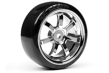 Hpi 4739 t-drift tire 26mm rays 57s-pro wheel chrome 2 pcs