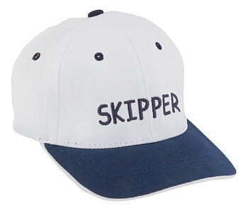 Cap - SKIPPER, white/blue, cotton, blue embroidered