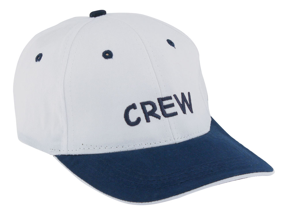 Cap - CREW, white/blue, cotton, blue embroidered