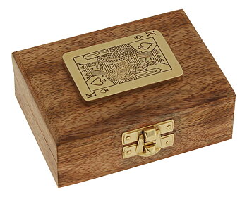 Playing cards box, mango wood/brass, 11x8x4cm