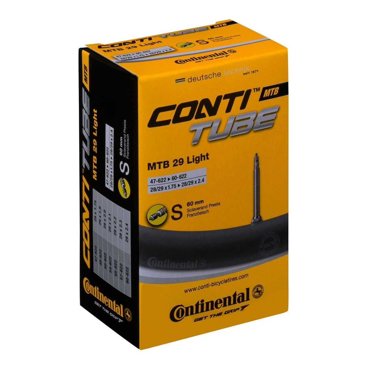Slang CONTINENTAL MTB 29" Light, S60mm RACERVENTIL