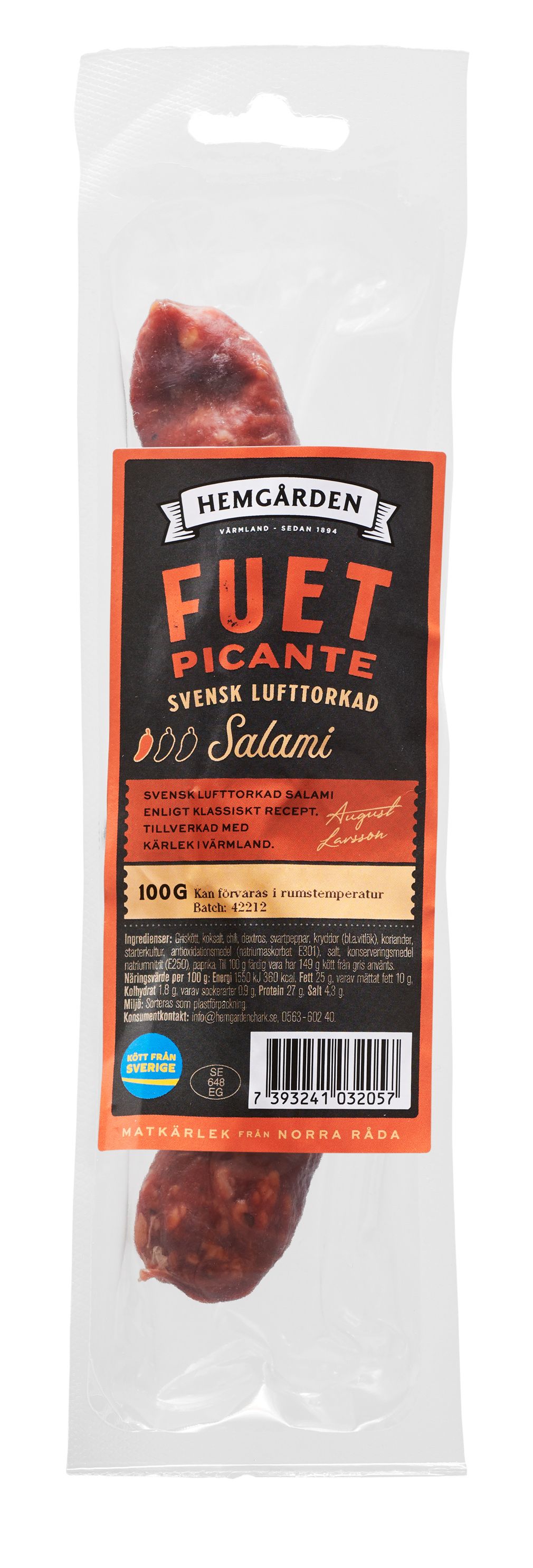 Hemgården Salami FUET PICANTE 12 st x 100g (1,2kg)