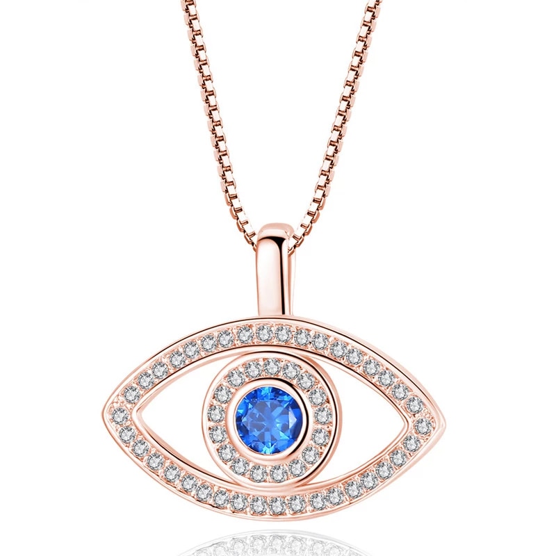 Halsband "Blue Eye" med Cubic Zirconia och i 18K Roséguldplätering