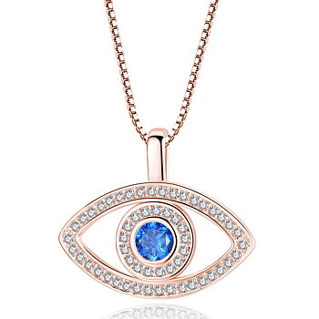 Halsband "Blue Eye" med Cubic Zirconia och i 18K Roséguldplätering