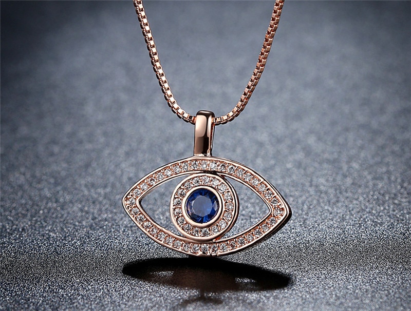Halsband "Blue Eye" med Cubic Zirconia och i 18K Roséguldplätering - 2