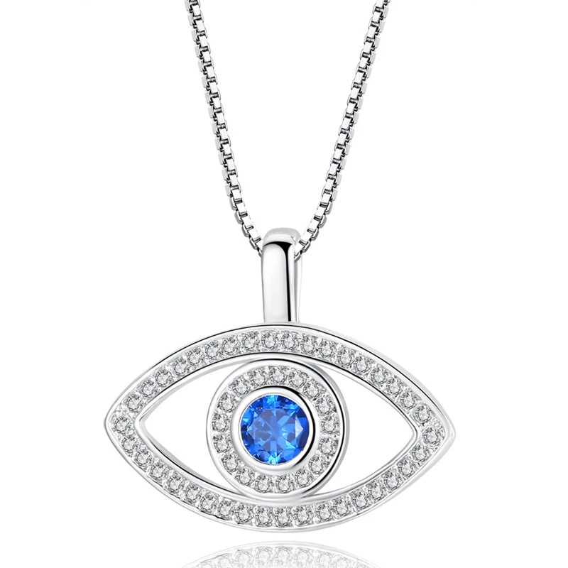 Halsband "Blue Eye" med Cubic Zirconia och i 925 Sterling Silverplätering
