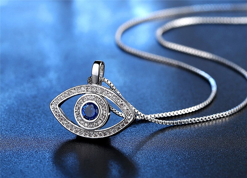 Halsband "Blue Eye" med Cubic Zirconia och i 925 Sterling Silverplätering - 3