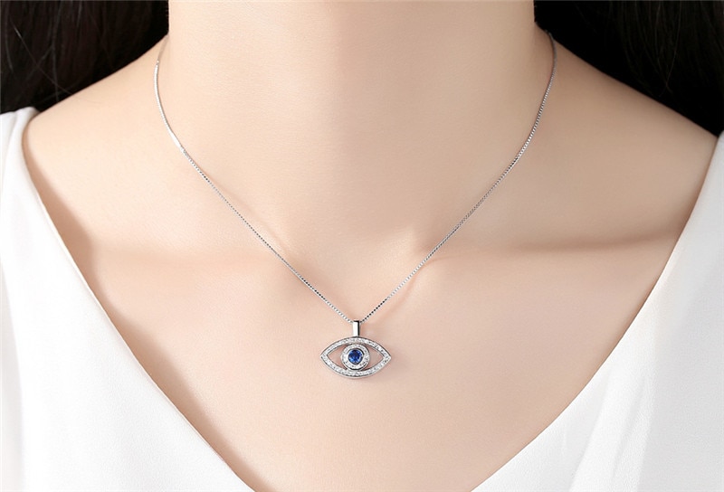Halsband "Blue Eye" med Cubic Zirconia och i 925 Sterling Silverplätering - 4