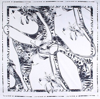 Flower & Leo print, sidenscarf från Amanda Christensen, 90 x 90 cm
