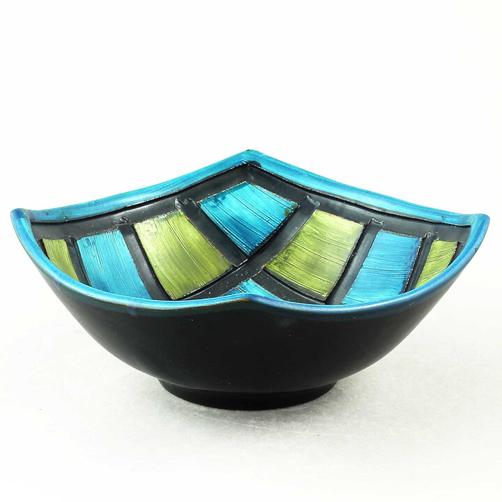 Kjell Blomberg (Kreta 1960s) Turquoise Bowl with Square Pattern 15 cm