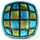 Kjell Blomberg (Kreta 1960s) Turquoise Bowl with Square Pattern 15 cm