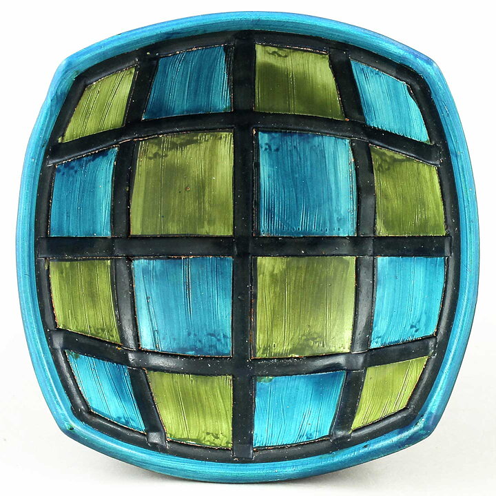 Kjell Blomberg (Kreta 1960s) Turquoise Bowl with Square Pattern 15 cm