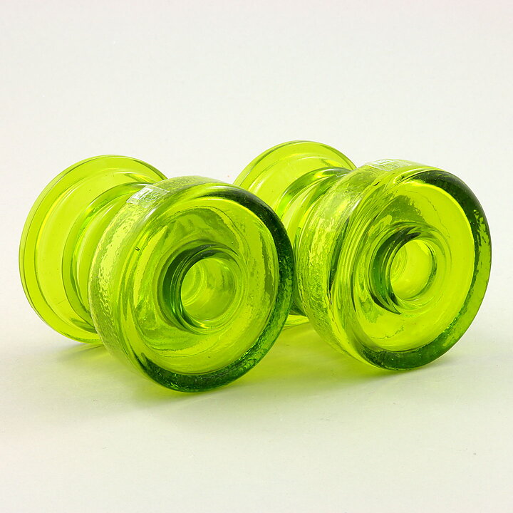 Tamara Aladin (Carmen 1963) Two Green Segmented Candleholders 7 cm