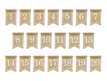 Bordsnummer | 1-20 | Jute med vitt tryck