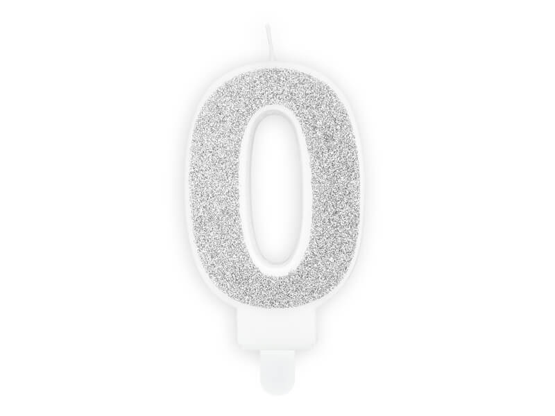 Tårtljus valfri siffra 0-9 Silverglitter - 26
