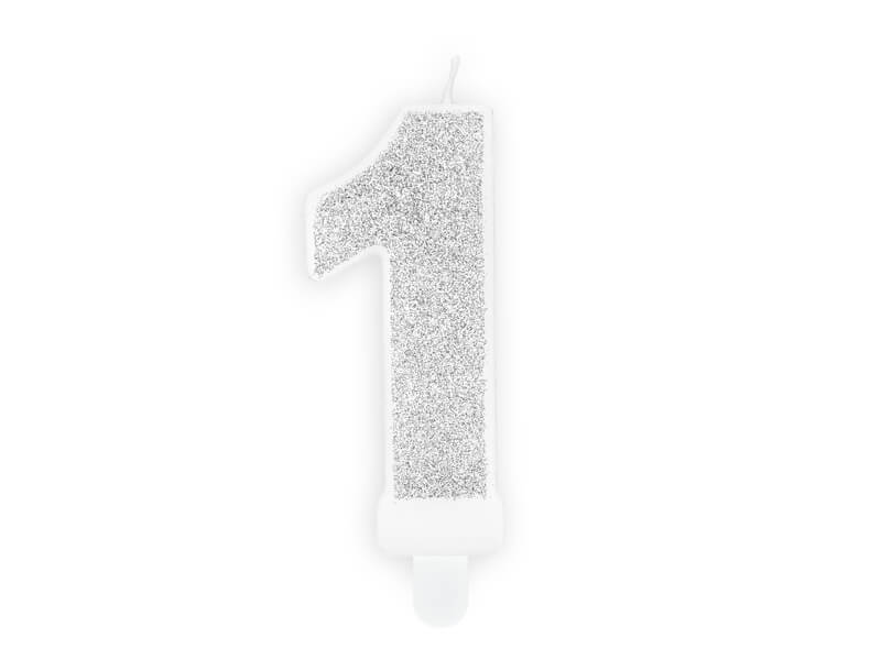 Tårtljus Siffra 1 Silverglitter - 2