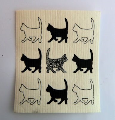 Dishcloth - Cats - Black/Beige