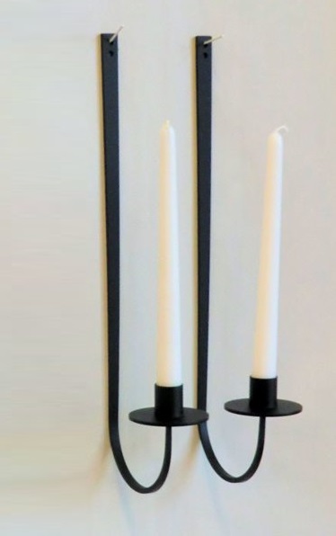 Handmade Wall Candle Holder - Candle Holder - Black - Wrought Iron - 41 cm - 3