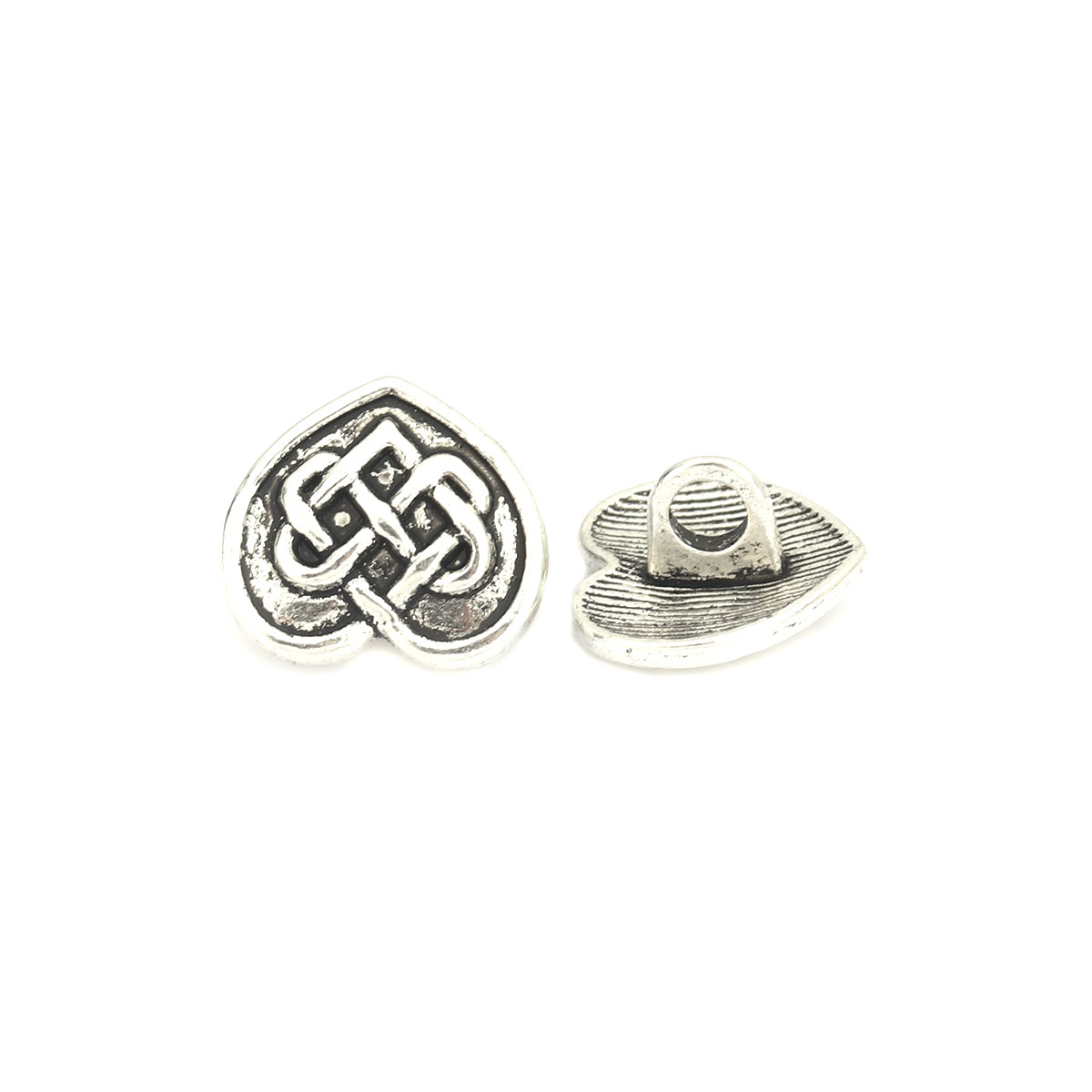 Buttons in the metal - Antique silver  heart celtic