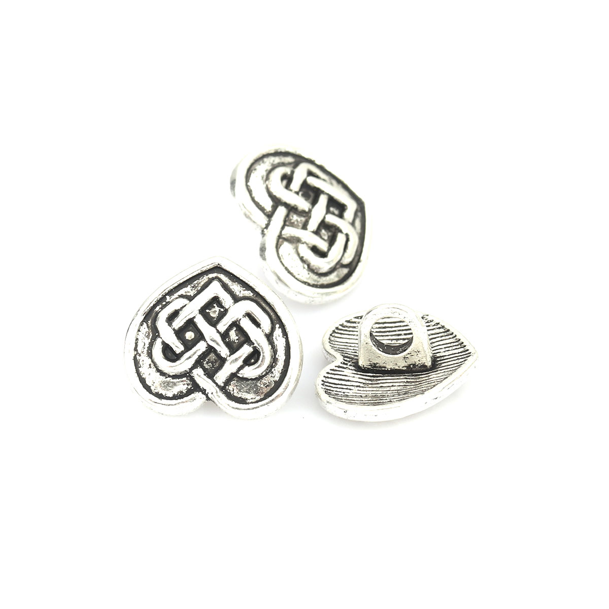 Buttons in the metal - Antique silver  heart celtic - 2