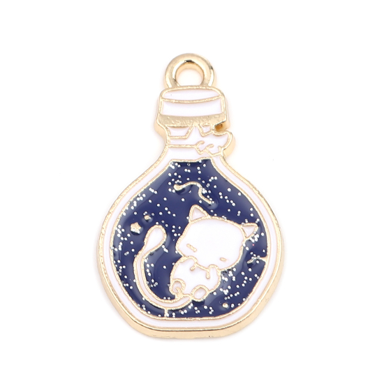Charm   Enameld CAt Bulb, blue