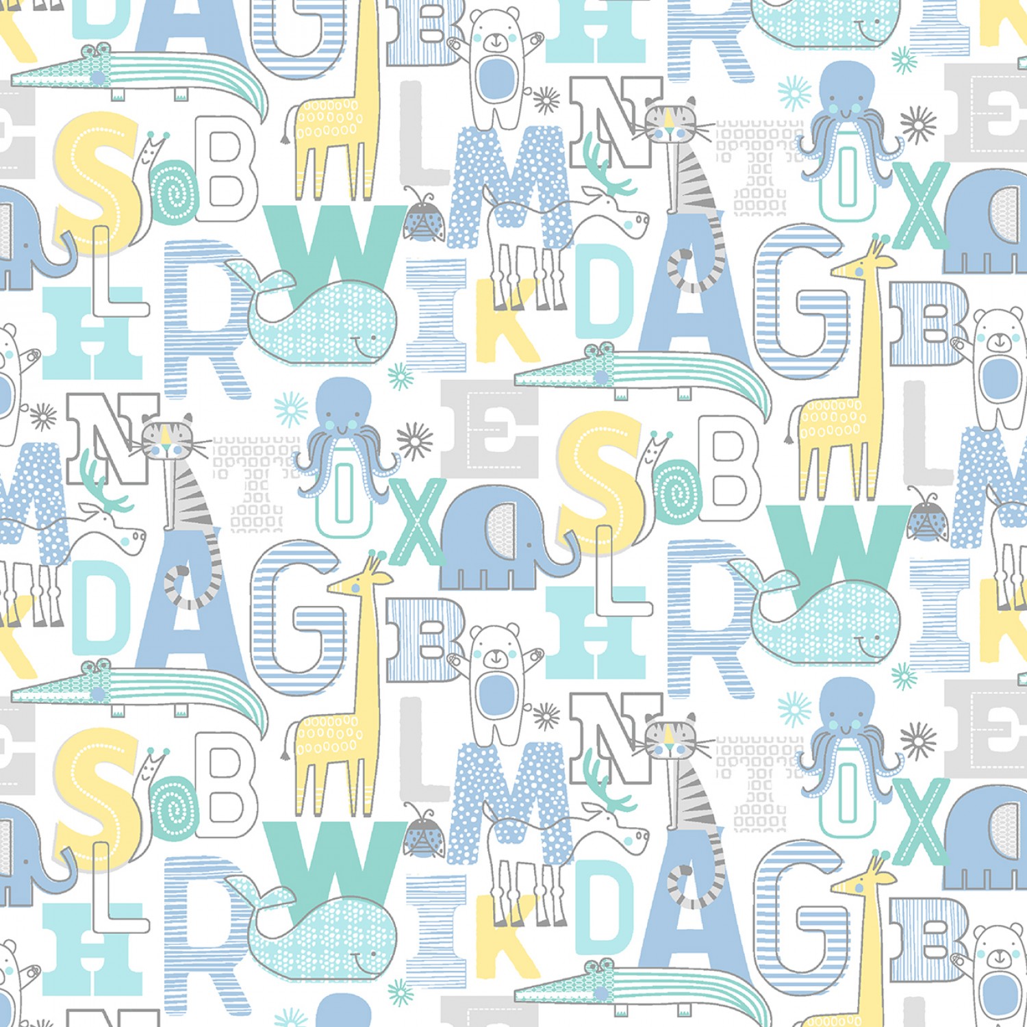 Adorable Alphabet  - Teal/White Alphabet