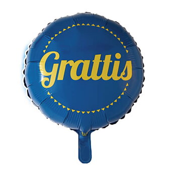Folieballong | Blå med "Grattis"