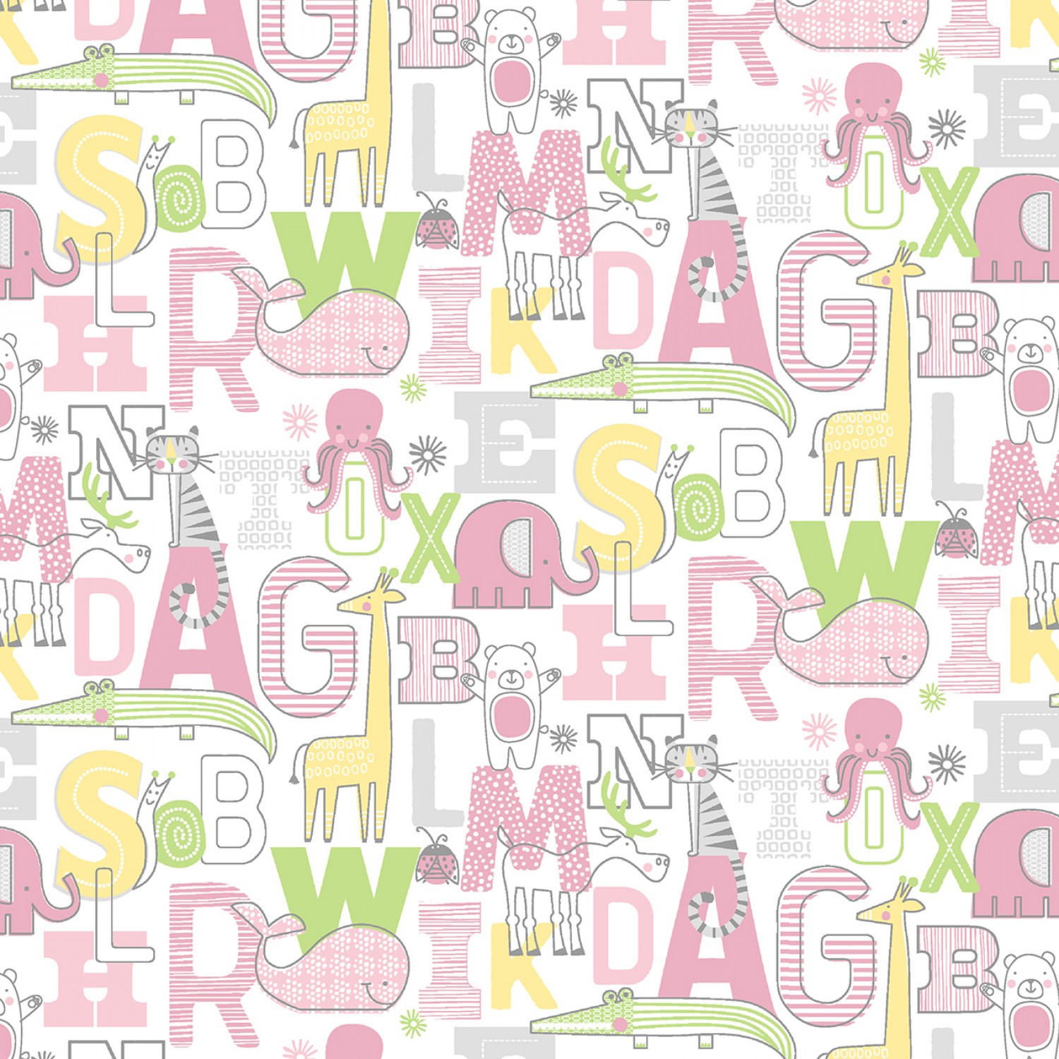 Adorable Alphabet  - Pink/White Alphabet