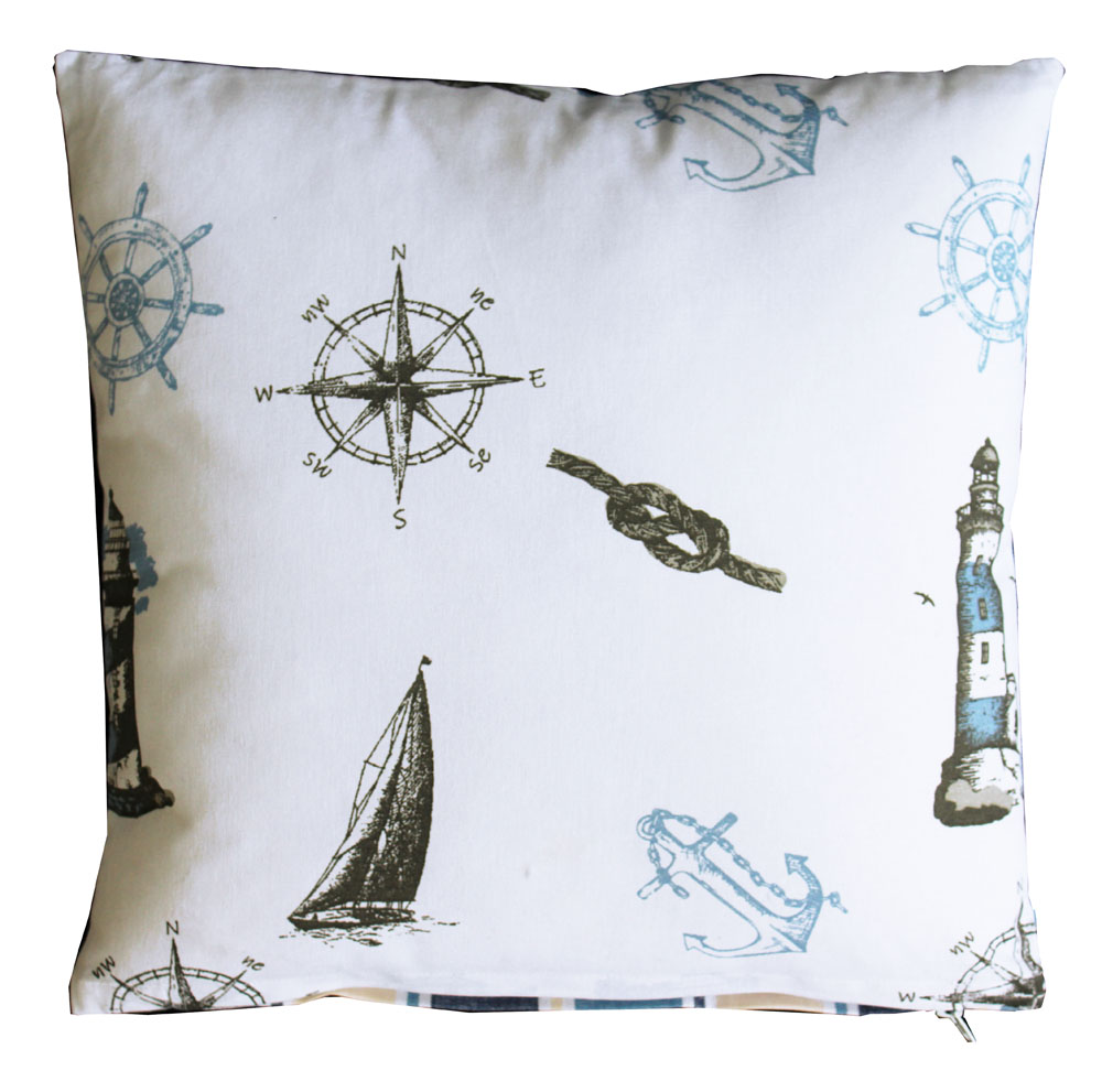 Cushion - Lighthouse, printed cotton, with polyester filling, 40x40cm, vacuum-packed